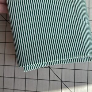 Vintage Green and White Ticking Stripe Cotton Fabric – 1.25 Yards x 44” Wide